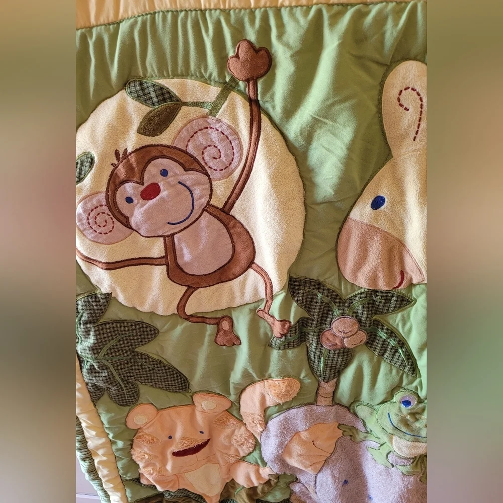 NOJO Jungle Babies Safari Animals Comforter Quilt Plush Crib Blanket Size 35x42